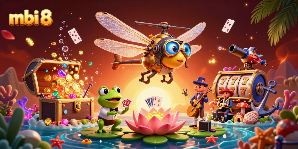 Engage players at mbi 8 with vibrant 3D casino illustration featuring animations and lively characters.