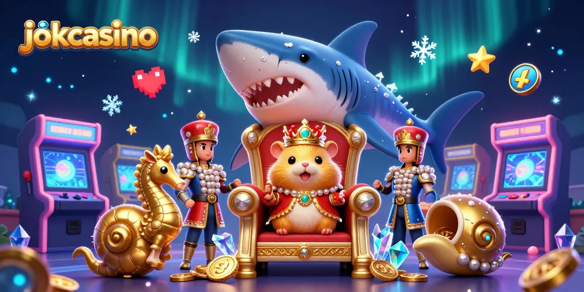 Engage with jokacasino in this whimsical casino adventure featuring a golden hamster king and his seahorse guards.