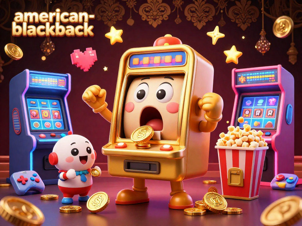 Experience thrilling gameplay with american-blackjack, as a shocked golden slot machine wins a jackpot surrounded by cheering baby machines.