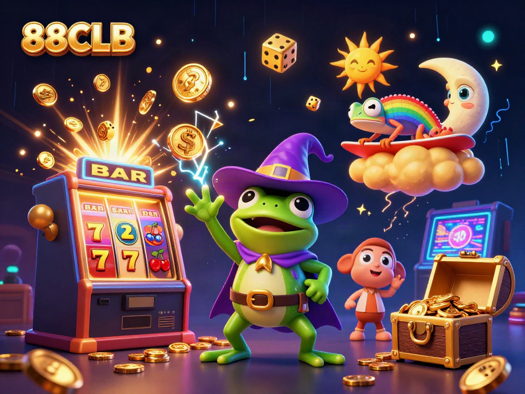 Experience the thrill of winning big at 88CLB with dazzling golden coins and vibrant casino elements.