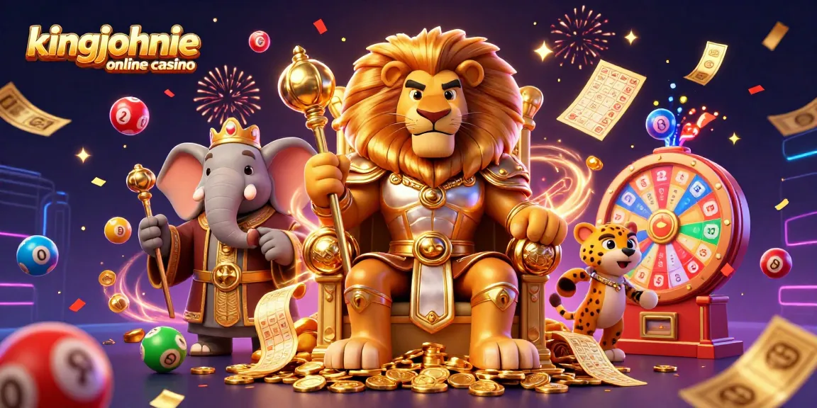 Join the excitement at kingjohnnie online casino, featuring vibrant characters celebrating with games and lotteries.