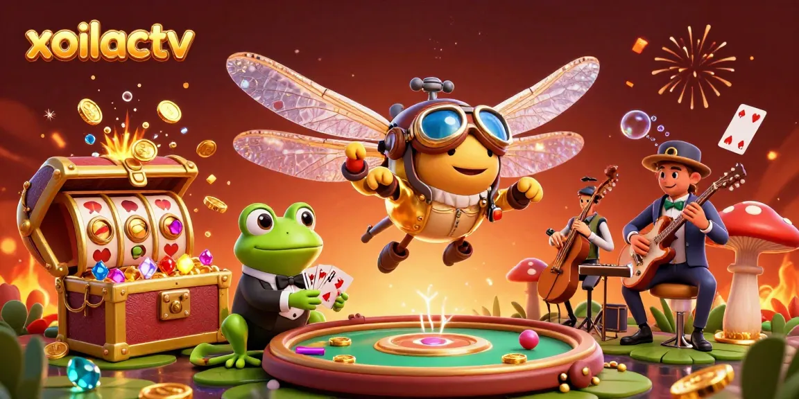 Engage with the thrilling action at xoilactv through a vibrant casino illustration filled with excitement.