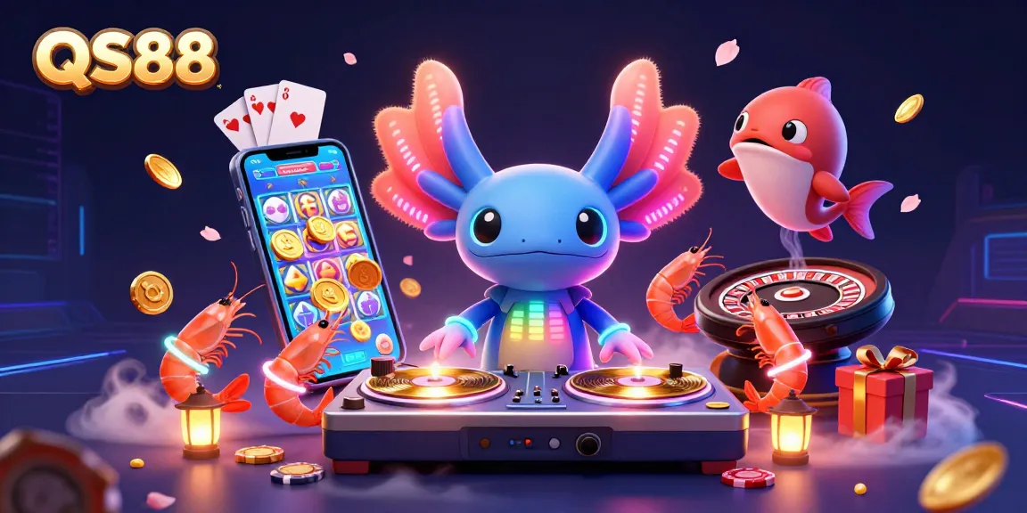 Experience QS88 casino excitement in a vibrant underwater party scene with dynamic game elements.