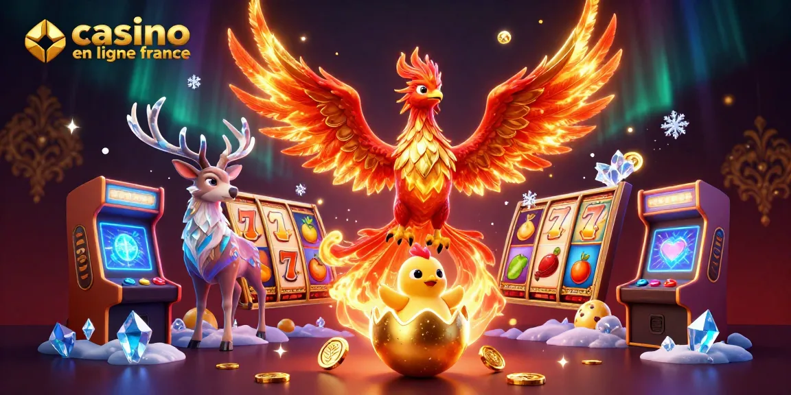Gagnez au casino en ligne France avec une illustration riche de phénix et jeux d'arcade