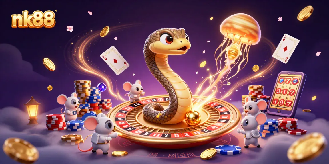 Experience thrilling gameplay at nk88 with an energetic cosmic casino scene featuring vibrant characters and dynamic gaming elements.