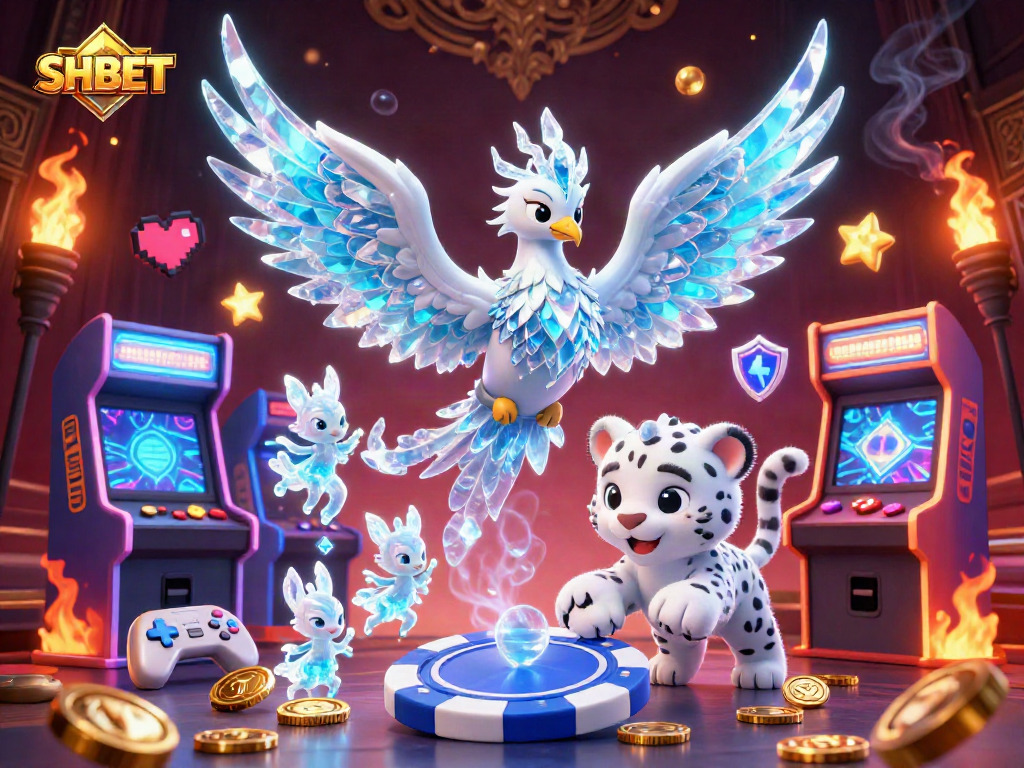 Engage high-stakes gaming at SHBET with vibrant characters and casino-themed elements.