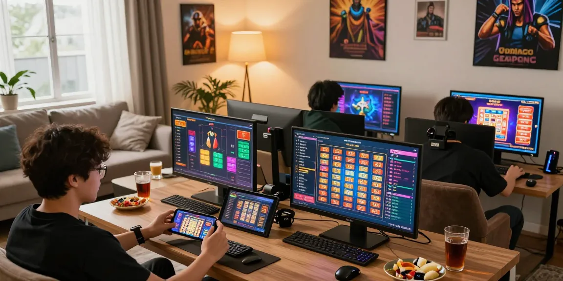 Players engaged in situs togel gaming on various devices, enjoying the excitement of online betting.