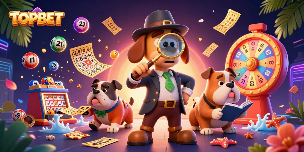 Experience the excitement of TOPBET as a detective uncovers hidden treasures amid vibrant lottery elements.