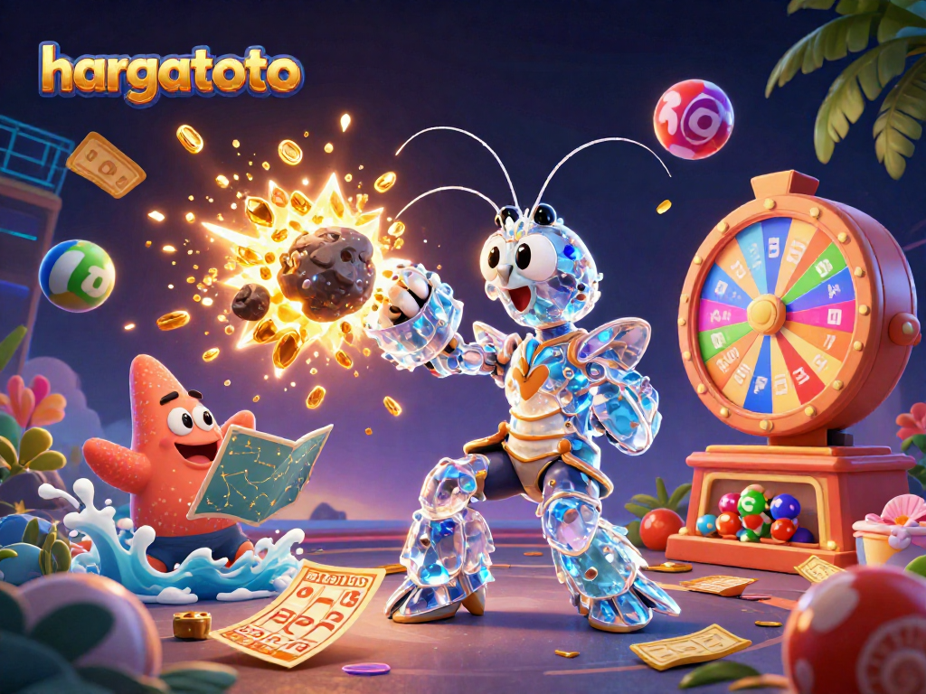 Join the excitement at hargatoto as vibrant lottery balls and golden prizes explode in a dazzling casino universe.