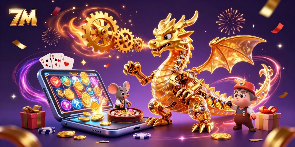 Bet on 7M with a captivating showdown between a golden dragon and a mouse engineer amidst a virtual gaming frenzy.