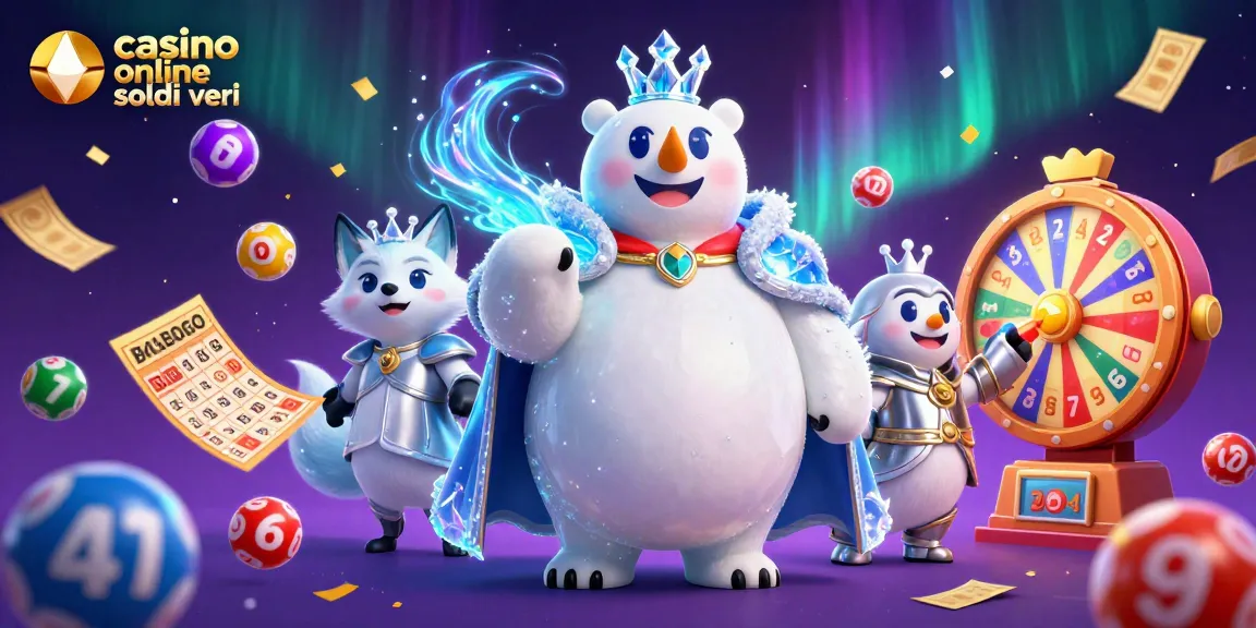Partecipare a "casino online soldi veri" con un re di ghiaccio e una volpe in un'illustrazione vibrante.